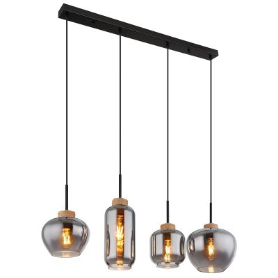 Black pendant light smoke glass, Marck