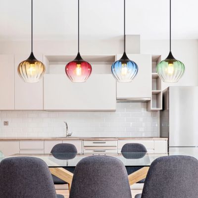 Multicoloured design dining table hanging lamp glass, Herm