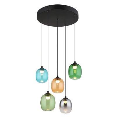 Multicoloured design dining table hanging lamp glass, Karsten, 27W, 3000K LED, 3-step dimmable