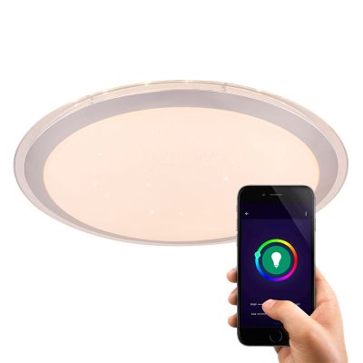 White modern smart ceiling light metal, Vinay, 30W, RGBW LED