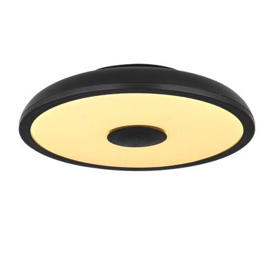 Black modern flush ceiling light plastic, Musica, 18W, adjustable light colour LED, IP44, with remote control