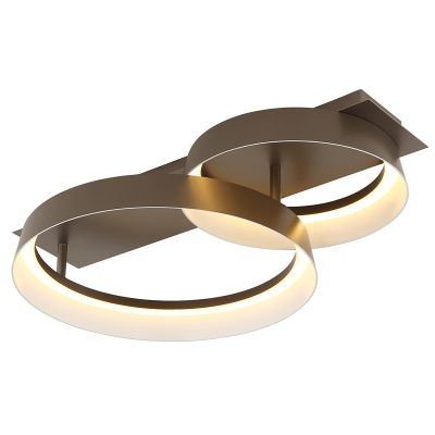 Brown design flush ceiling light metal, Sybrich, 24W, 3000K LED