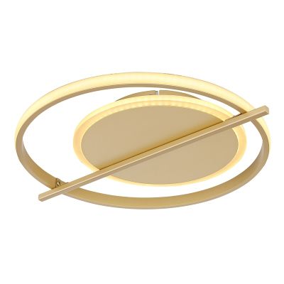 Golden design flush ceiling light aluminium, Reinald, 36W, 3000K LED