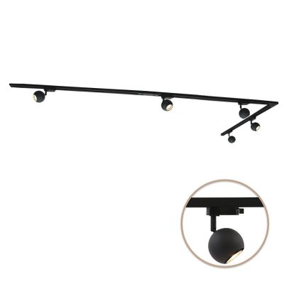 3M black 1 phase track lighting system with a corner + 5 Alco track spots