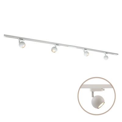 2M white 1 phase track lighting system + 4 Alco track spots