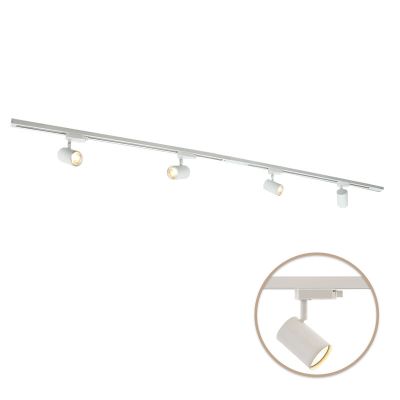 2M white 1 phase track lighting system + 4 Elena track spots