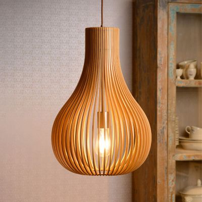 Wood pendant light brown, Bodo
