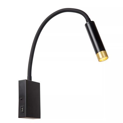 Black wall spotlight modern, Alec, with switch