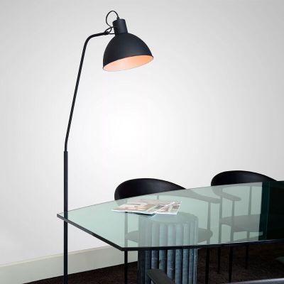 Black reading floor lamp modern, Shadi, with switch