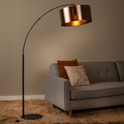 Rust Coloured arc floor lamp modern, Rankos, with switch