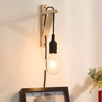 Wood wall light black, Fix, with switch