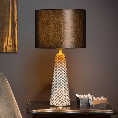 Grey table lamp retro, Extravaganza Velvet, with switch