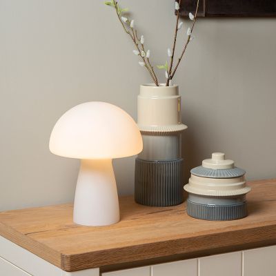 White table lamp modern, Fungo, with switch