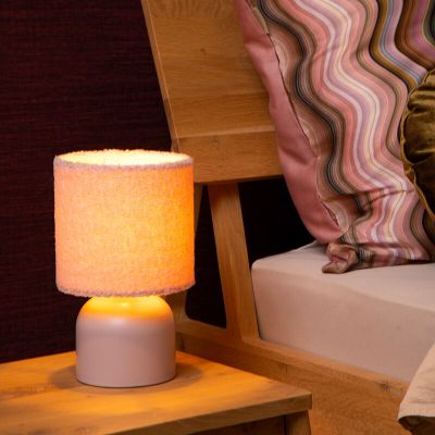 Pink table lamp vintage, Woolly, with switch