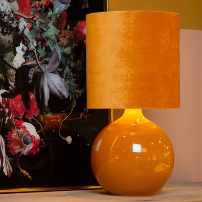 Yellow table lamp retro, Esterad, with switch