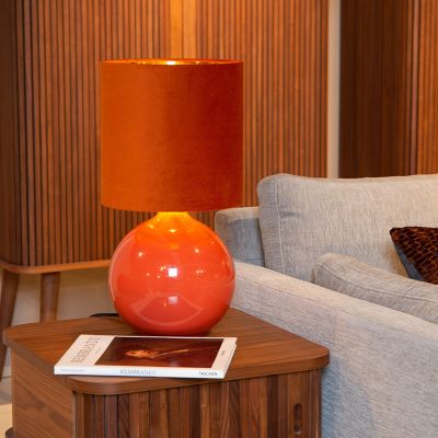 Orange table lamp retro, Esterad, with switch