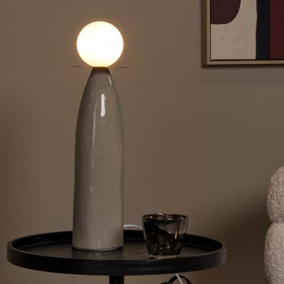 Ceramic table lamp grey, Figaro, with switch