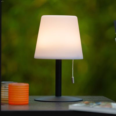 White rechargeable outdoor table lamp modern, Rio, 1,8W, RGB LED, IP44, with pull switch