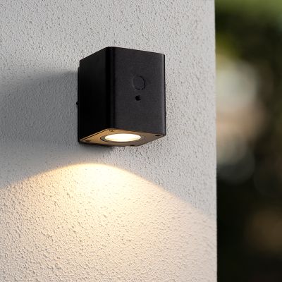 Black solar outdoor wall light modern, Ramin, 1W, 2850K LED, IP54