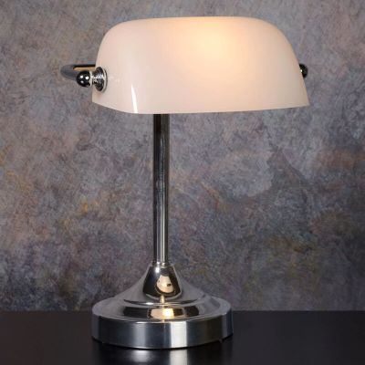 White desk lamp classic, Banker, with switch