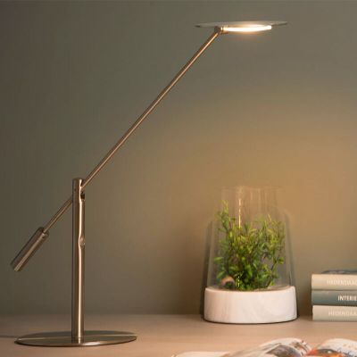 Chrome desk lamp modern, Anselmo, 9W, 3000K LED, with touch dimmer