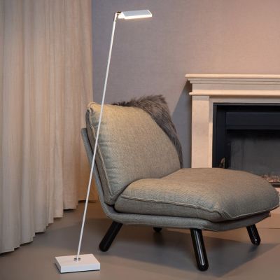 White reading floor lamp modern, Aaron, 12W, 2700K LED, with touch dimmer