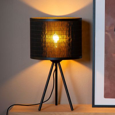 Bamboo table lamp black, Tagalog, with switch