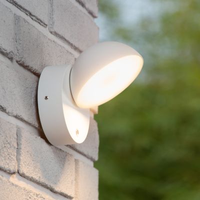 White outdoor wall light with dusk to dawn sensor modern, Finn, 12W, 3000K LED, IP54