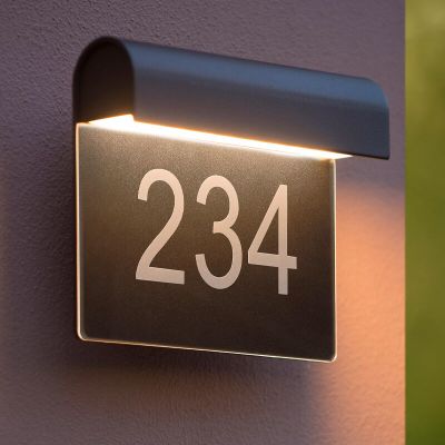 Black illuminated house number modern, Thesi, 6W, 3000K LED, IP54