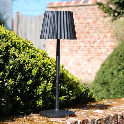 Black outdoor table lamp rustic, Justine, 2W, 2700K LED, IP54, with touch dimmer