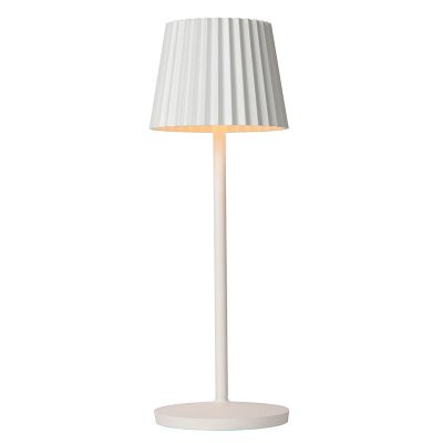 White outdoor table lamp rustic, Justine, 2W, 2700K LED, IP54, with touch dimmer