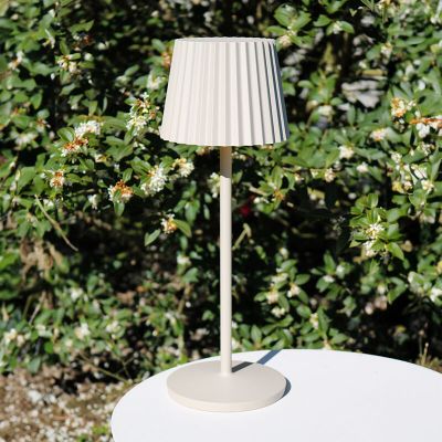 Beige outdoor table lamp rustic, Justine, 2W, 2700K LED, IP54, with touch dimmer
