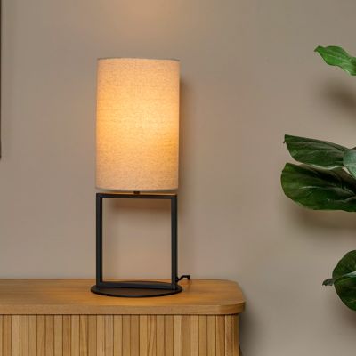 Beige table lamp rustic, Herman, with switch