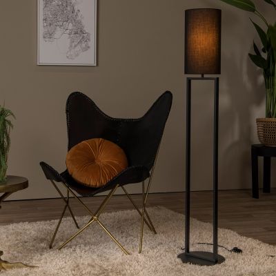 Black floor lamp rustic, Herman, with switch