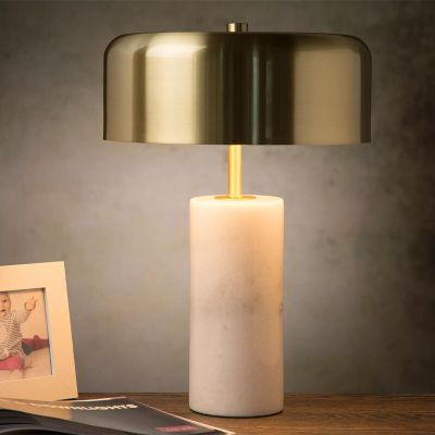 Marble table lamp gold, Mirasol, with switch