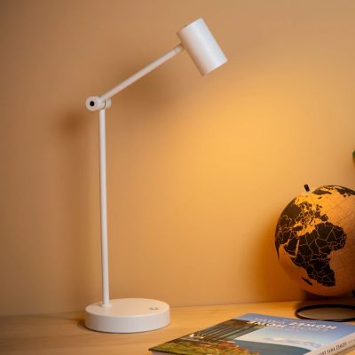 White rechargeable table lamp modern, Tipik, 3W, 2700K LED, with touch dimmer