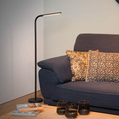 Black reading floor lamp modern, Gilly, 5W, 2700K LED, with switch