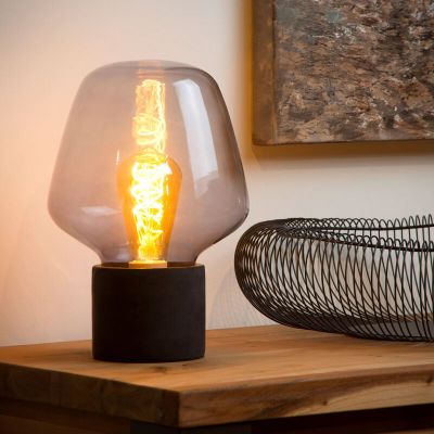 Concrete table lamp grey, Becky, with switch