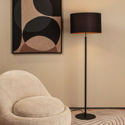Black floor lamp rustic, Maya, with switch