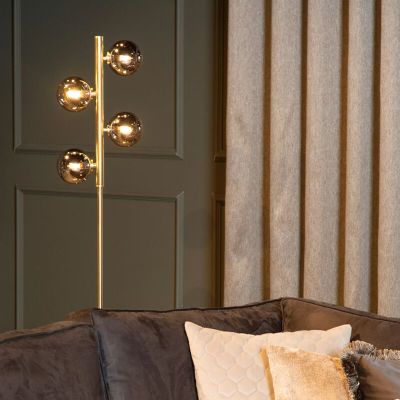 Golden floor lamp retro, Tycho, with switch