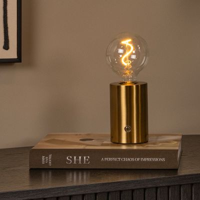 Brass rechargeable table lamp modern, Vivo, with touch dimmer
