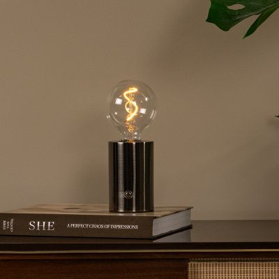 Grey rechargeable table lamp modern, Vivo, with touch dimmer