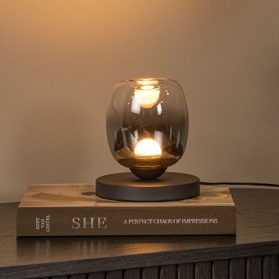 Grey table lamp modern, Tamino, 6W, 3000K LED, with switch