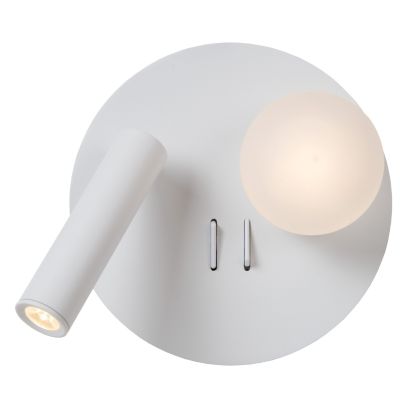 White bedside lamp modern, Matiz, 3,5W, 3000K LED, with switch