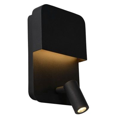 Black wall light modern, Boxer, 5W, 3000K LED, with switch