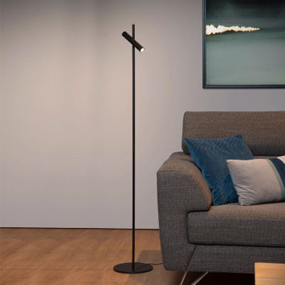 Black reading floor lamp modern, Philon, 4,5W, 3000K LED, with touch dimmer