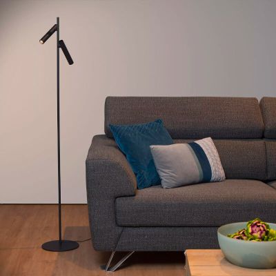 Black reading floor lamp modern, Philon, 4,5W, 3000K LED, with touch dimmer
