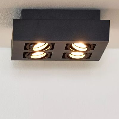 Black Modern Ceiling spotlight Xirax, Aluminium
