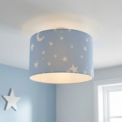 Fabric kid's ceiling light blue, Stars