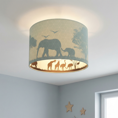 Fabric kid's ceiling light green, Safari Fabric kid's ceiling light green, Safari